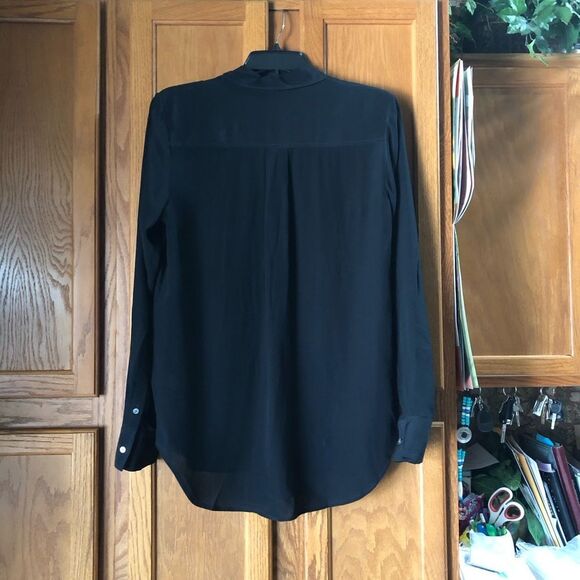 Everlane The Clean Silk Relaxed Button Down Shirt Black - 4 - Picture 9 of 14